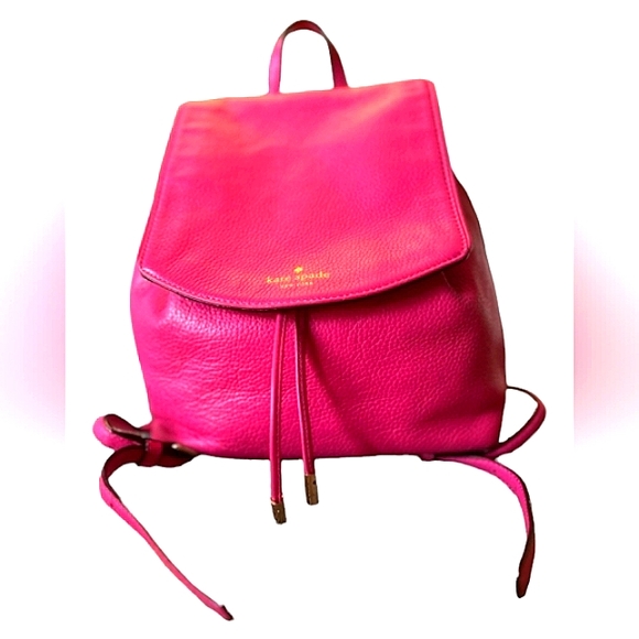 🎀BUNDLE HOLD 🎀KATE SPADE ♠️ HOT PINK  PEBBLED LEATHER BACKPACK EUC - Picture 3 of 9